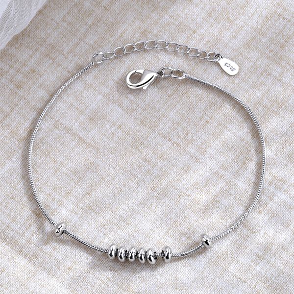 

925 sterling silver double layer link chain round bead charm bracelet & bangle for women girls wedding jewelry sl019, Black