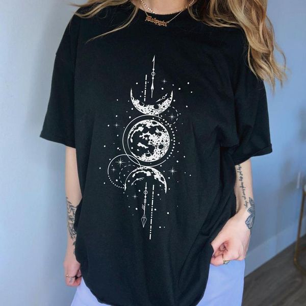 

women's t-shirt sun and moon women t shirts short sleeve graphic tshirt cotton summer fashion streetwear female clothing trending origi, White
