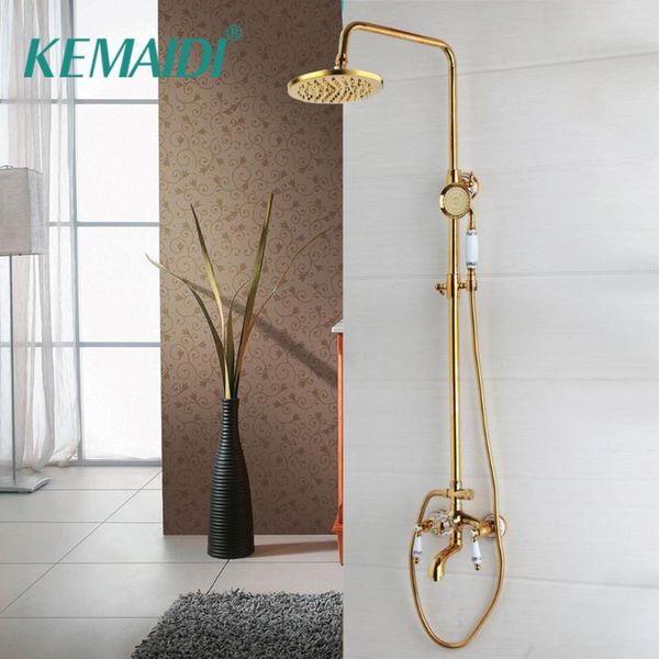 

kemaidi bathroom shower faucet shower head gold stainless steel wall mount w/ hand para bath mixer water tap