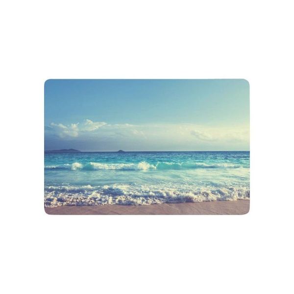 

carpets blue sea ocean wave anti-slip door mat home decor, summer nautical beach indoor outdoor entrance doormat rubber backing