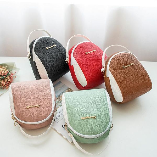 

outdoor bags student mini backpack pu leather soft touch lychee pattern small multifunctional