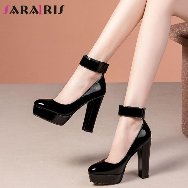 

dress shoes sarairis spring platform date pumps cool high heels party women quality genuine leather woman, Black