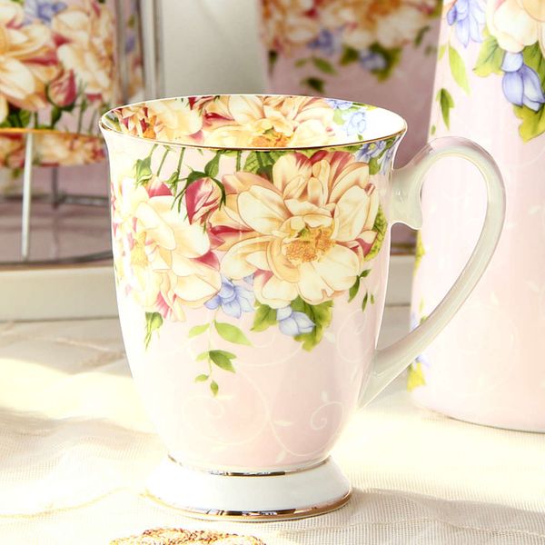 

300ml, bone china ceramic coffee mug, tazas cafe floral painting, prent creative ceramic tea cup, vintage tea ceremony