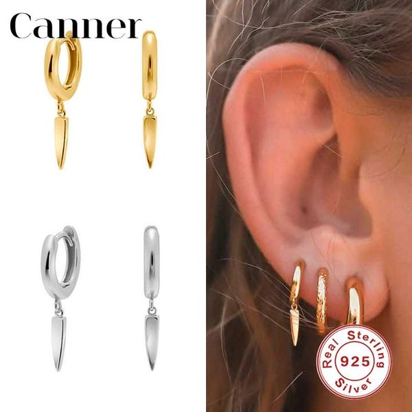 

hoop & huggie canner 925 sterling silver earrings for women plata de ley gold rivet earings fine jewelry piercing pendientes aretes w5, Golden;silver