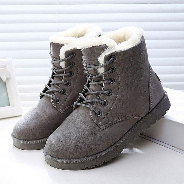 

boots ladies fashion snow shoes winter warm leather chunky, Black