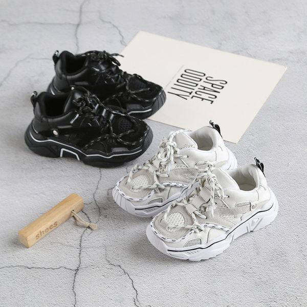 

2021 spring and autumn parent-child sneakers fashion boys and girls shoes mesh breathable casual students running shoes, Black;red