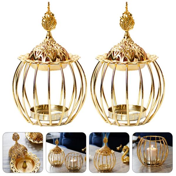 

fragrance lamps 2pcs metal incense burner golden tower candlestick home deskdecoration