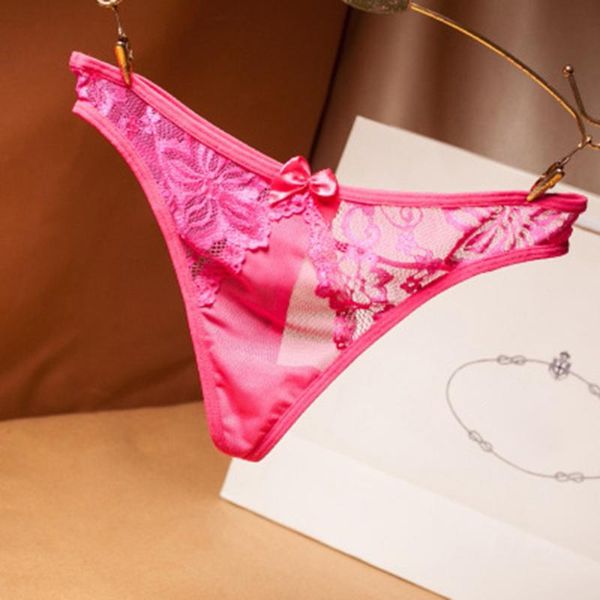 

women's panties thongs lace tanga transparent underpants g string hollow out low-rise lenceria female lingerie 1pc briefs, Black;pink