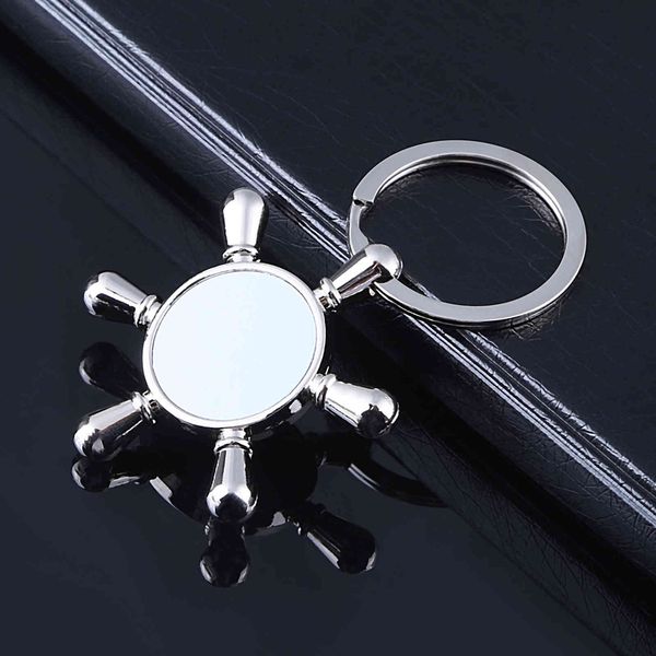 

steering wheel rudder smooth metal key chain can be fixed, Slivery;golden