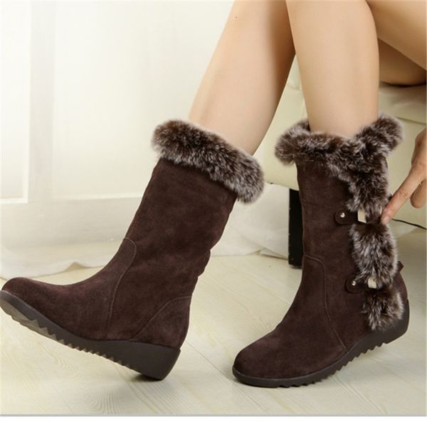 

winter female brown lukewarm skin mid-calf boots woman shoes slide her toe round foot apartments snowshoes muje more size rtf4 bqrk, Black