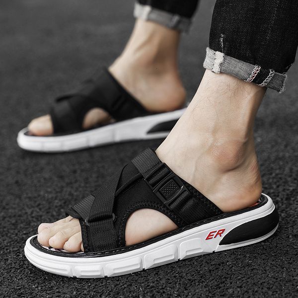 

sandals slippers men's summer trend solid color sandals fashion casual outdoor sports beach shoes 7t46, Black