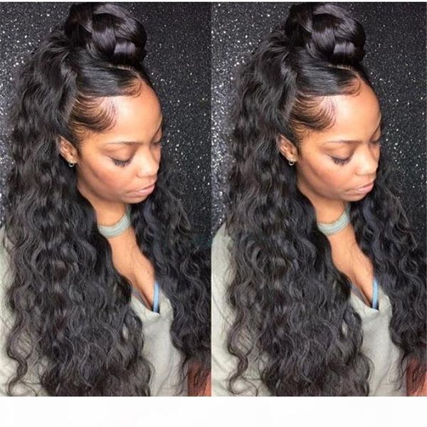 

natural color curly indian non remy human hair full lace wigs for black women with baby hair high ponytail 130-180 density, Black;brown