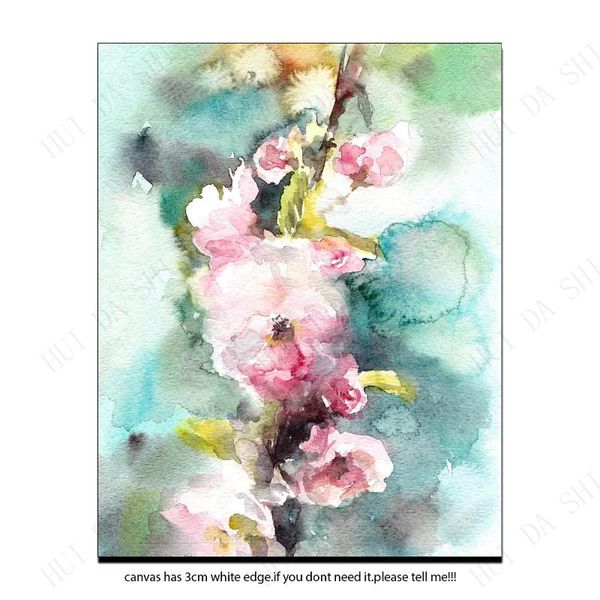 

paintings flowers prints set, turquoise mint pink gallery wall set of fine art prints, blooming tree floral botanical watercolor painting