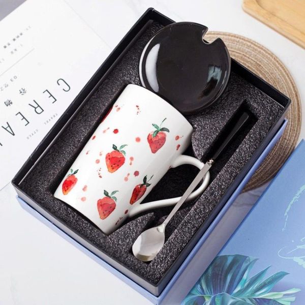 

mugs lovely female ceramic water cup with spoon breakfast milk oatmeal mark