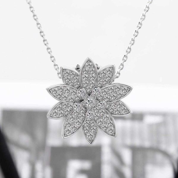 

brand pure 925 sterling silver jewelry for women lotus neckalce brooch flower pendant luck clover sakura wedding party necklace