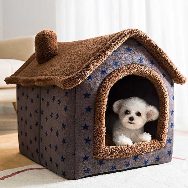 Cuccia per gatti Sleep House Warm Cave Cuccia per cani Cuscino rimovibile Cuscino morbido Tenda interna chiusa Capanne Divano per animali domestici Gatti Gattini Cucciolo 210713