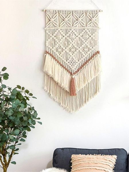 

tapestries boho woven wall hanging tapestry art aesthetic room decor cotton ornament with tassels home
