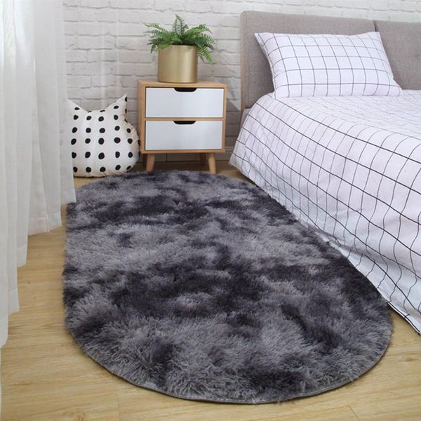 

carpets grey carpet tie dyeing bedroom oval bedside rug thicken anti-slip floor mats living room water absorp bay window mat