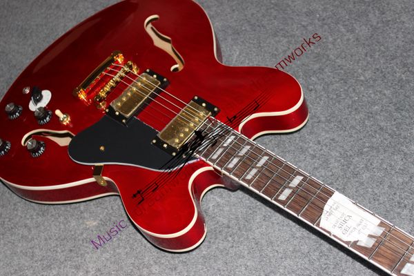 

335 electric guitar semi-hollow body mahogany golden hardware ,can customize guitars