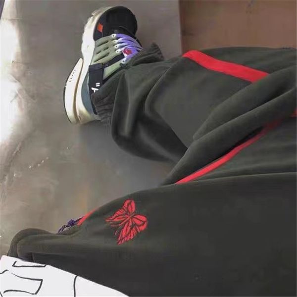 

2021 new ss awge veet red butterfly embroidery needles sweatpants men women pants japan trousers xb8q, Black
