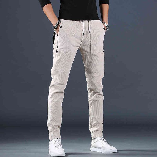 

men's pants autumn corduroy men fashion casual joggers trousers av2m, Black
