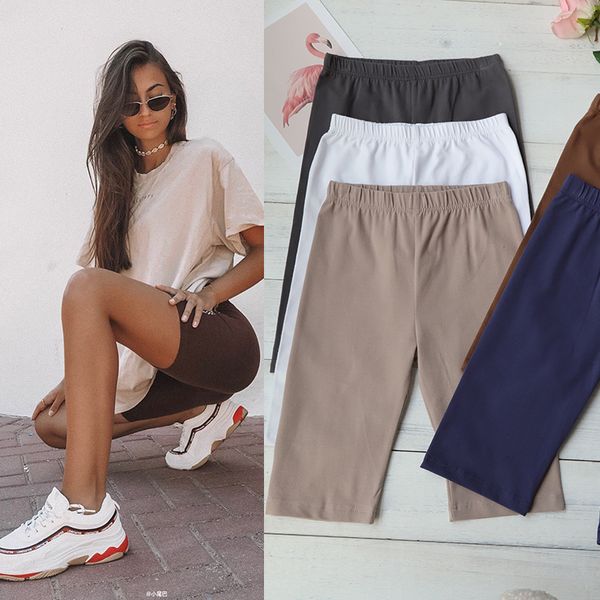 

2021 new high waist women biker stretch fitness athleisure casual slim cycling shorts summer spring short pants lh8f, Black;white