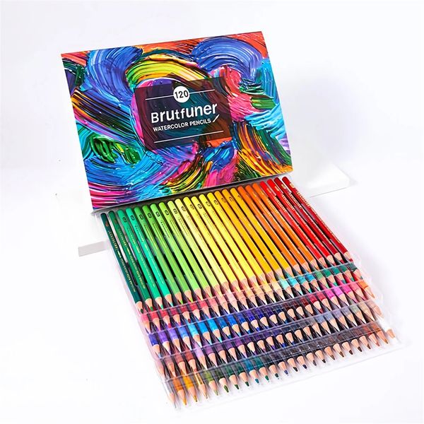 BrutFuner 48/72/120/180 colori Matite acquerello Set Legno Penna pittura colorata per bambini Cancelleria Art School Supplies