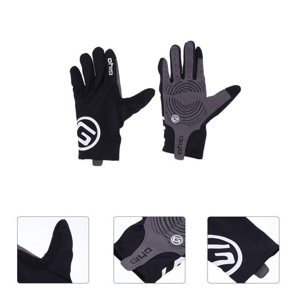 

cycling gloves 2 pcs bike riding road and mountain non-slip, Black