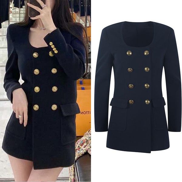 

women's jackets vintage tailored coat women long blazer elegant office lady 2021 autumn winter fashion streetwear korean style clothing, Black;brown