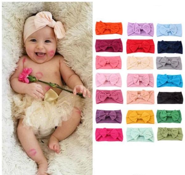 

headbands bohemian children baby bow knotted solid color elastic hair band, Slivery;white
