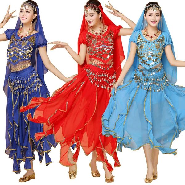 

stage wear 4pcs belly dance costume bellydance triba gypsy dress dancing clothes bollywood costumes, Black;red