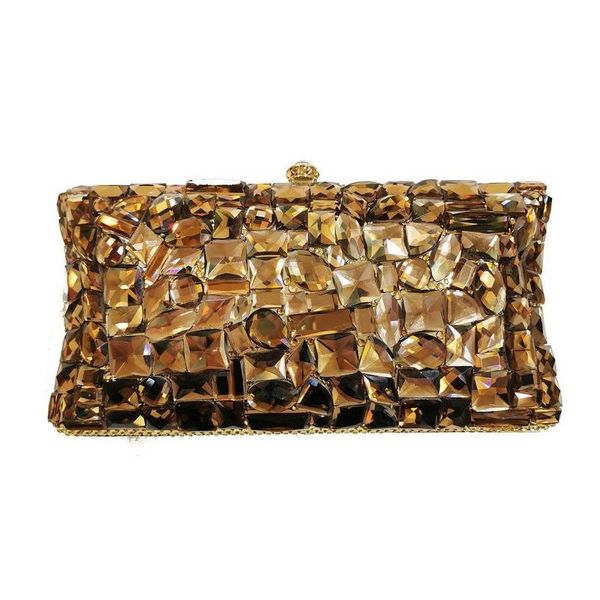 

evening bags fashion brown rhinestone clutch purse clutches women messenger handbags party dinner chain prom purses