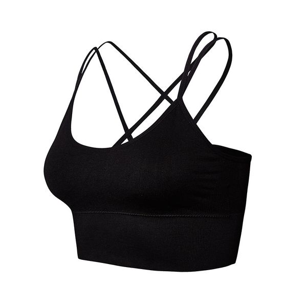 

large size underwear cross back yoga bra no steel ring shockproof breathable fitness vest female, Black;white