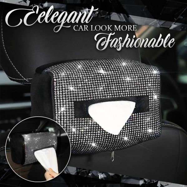 

tissue boxes & napkins auto-hanging box creative car-mounted diamond-encrusted chair back boite a mouchoirs livingroom shiny