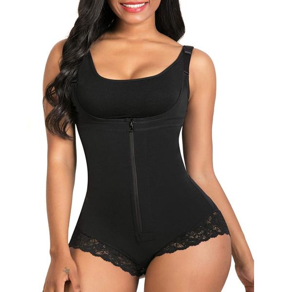 

women's shapers women tummy control fajas colombianas body shaper zipper flat stomach shapewear colombian reductive girdle full shaperw, Black;white