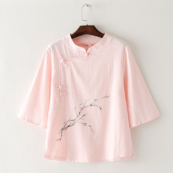 

women linen shirt chinese style vintage retro shirt and coat fairy tai chi uniform tang suit breathable casual hanfu 11079, Red