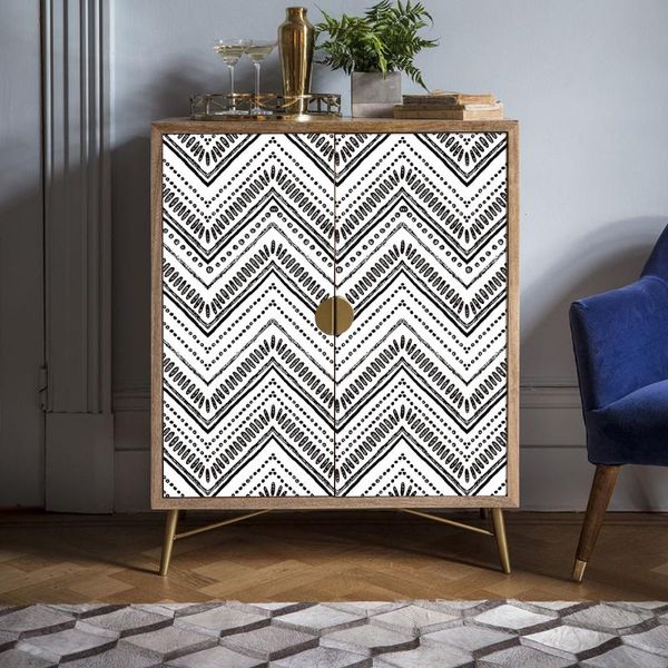 

wallpapers hongmei modern black and white self-adhesive contact paper, cabinet furniture home decoration round oval striped wallpaper