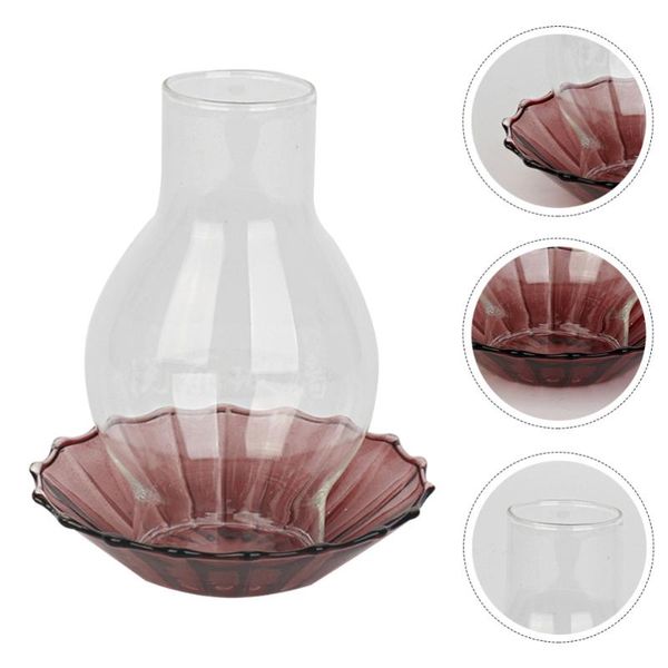 

candle holders 1 set glass windproof candlestick retro cover(base and cover)