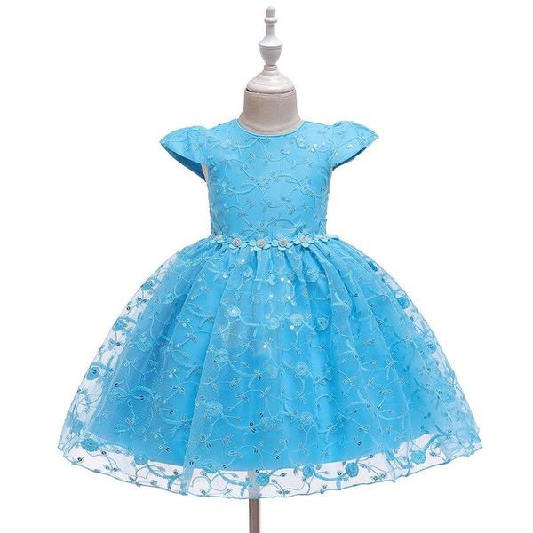 

girl's dresses flower girls illusion sequined apppliques crystal tulle lace embroidery o-neck knee-length kids party princess gown f251, Red;yellow