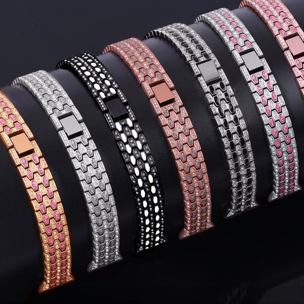 

watch bands 20mm 22mm exquisite diamond strap for samsung galaxy 3 band 41mm 45mm 42mm 46mm active 2 women metal bracelet wrist belt, Black;brown