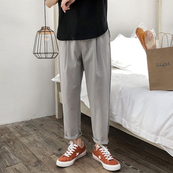 

2021 new men's fashion simple casual style, hong kong thin ins loose sports pants, straight tube wide leg, spring and summer 8xhu, Black