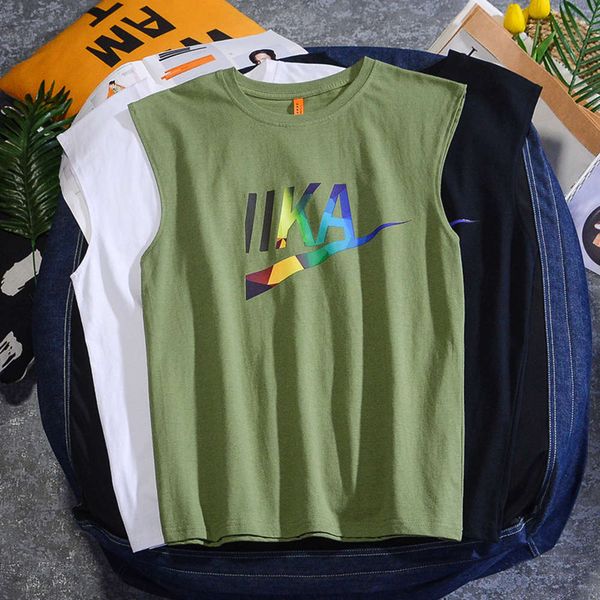 

2020 tide 3m reflective vest loose men's summer high street cotton shawl t-shirt for men, White;black