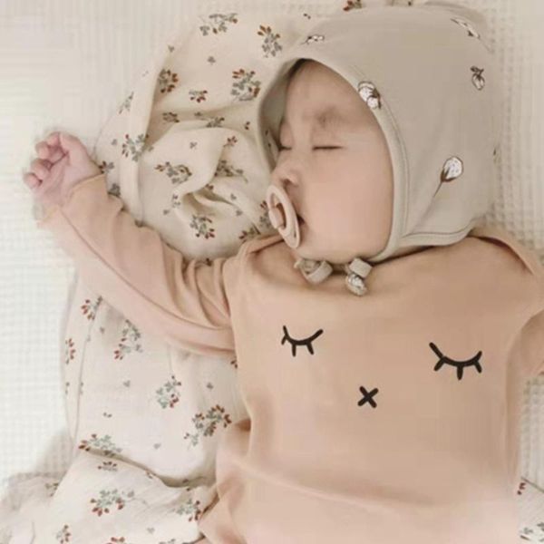 

caps & hats baby cotton cute print hat beanies cap infants ear protection bonnet born pograpy props gifts, Yellow