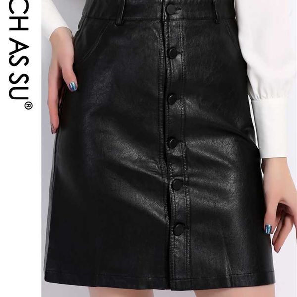 

fall winter skirts women brand knee-length pu leather skirt s m l xl  xxxl 4xl plus size single-breasted black skirt female 211120