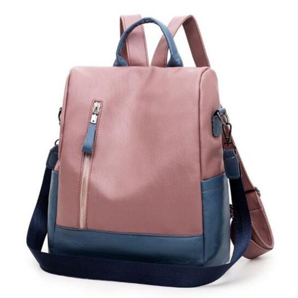 

outdoor bags women backpacks 2021 soft leather bag for college simple casual daypacks mochila female anti theft school