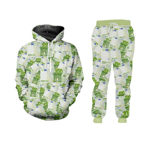 

men's tracksuits cjlm tracksuit euro paper money mens designer pants 2-piece set sportswear fitness blouse dropship suppliers, Gray