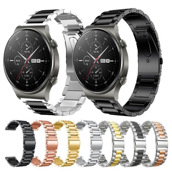 

watch bands 20mm 22mm stainless steel strap replacement band for huawei gt 2 pro 42mm 46mm 2e watchbands, Black;brown