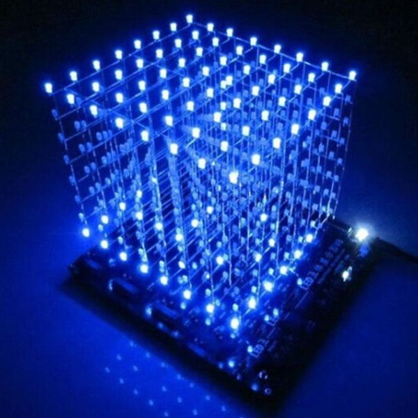 

3d 8 light cube (parts) pcb board +60 s2+573+2803 / cube8 8x8x8 3d led + information and s(3d8s) led cube blue