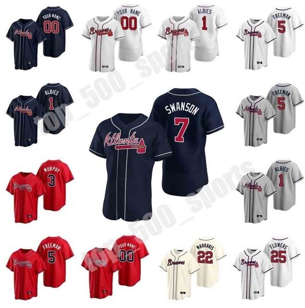 

custom 2021 atlanta brave 20 marcell ozuna jersey 5 freddie an 7 dansby swanson 13 ronald acuÃ±a jr. 1 ozzie albies mike soroka baseball, Blue;black
