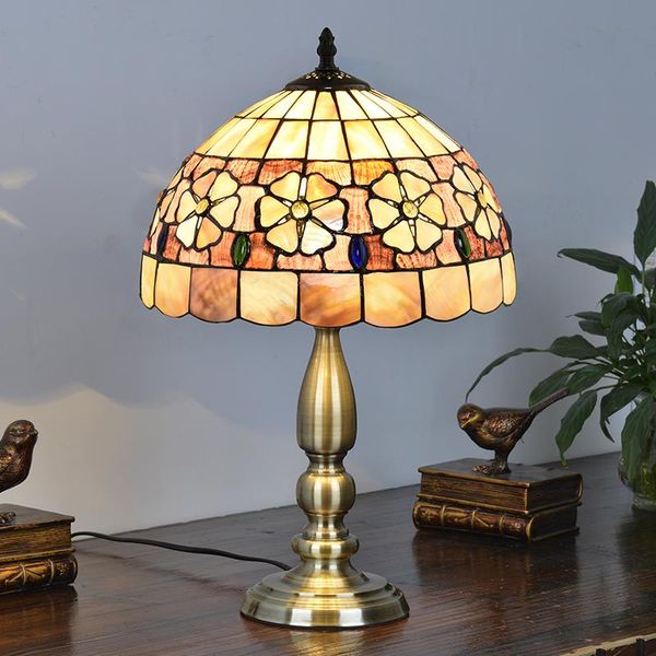 

table lamps american tiffany shell bedroom bedside lamp decorative desk european mediterranean warm living room study